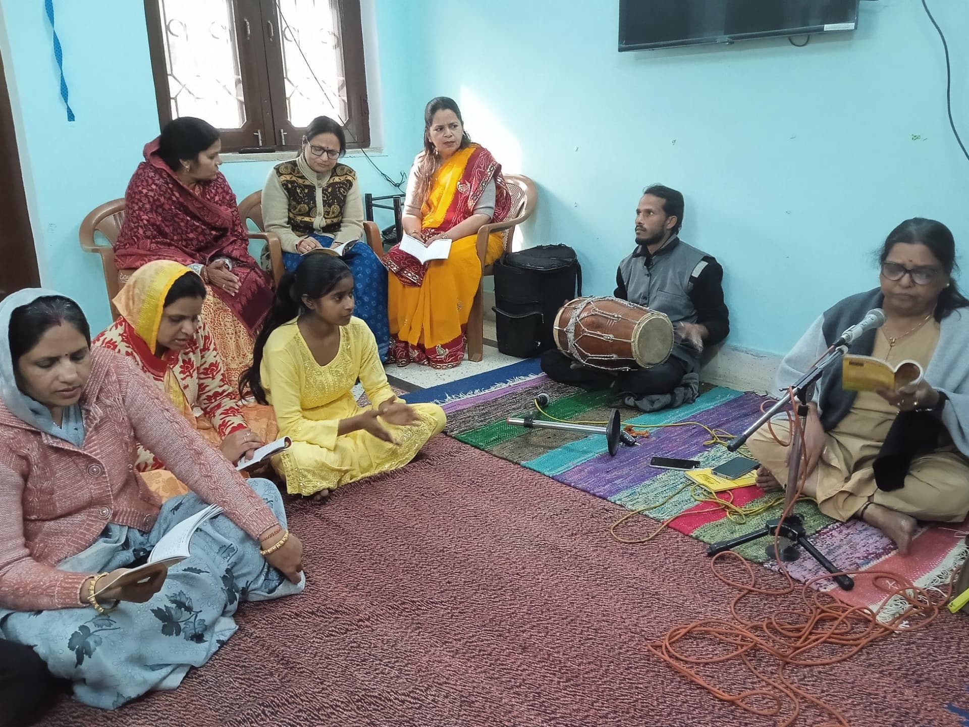 Students in a music and dance class at the Sanstha